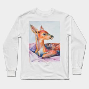 Watercolor baby deer Long Sleeve T-Shirt